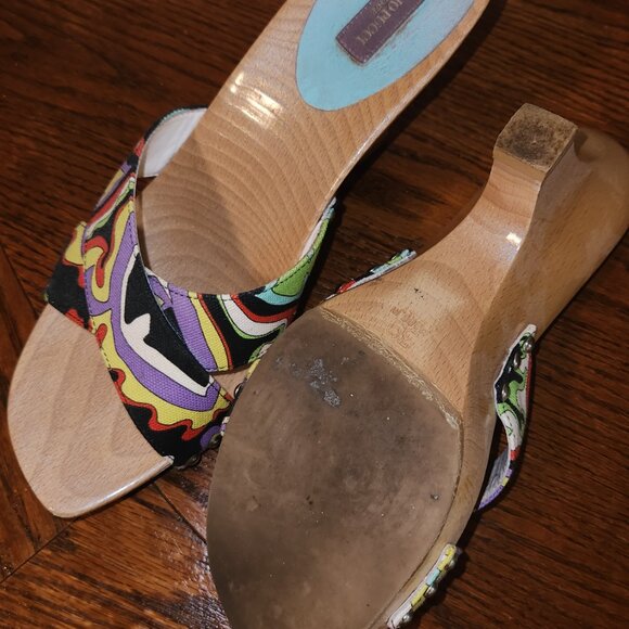 Emilio Pucci Wood and Canvas Sandals Size 39 - Picture 5 of 6